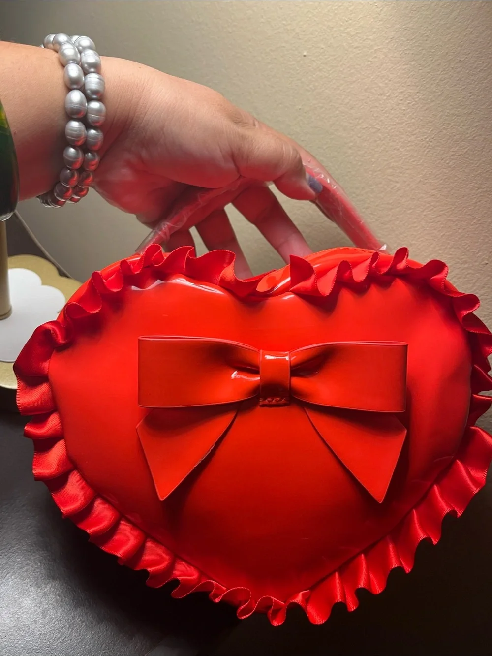 Bath & Body Works Red Heart Bow Cosmetic Bag NWT